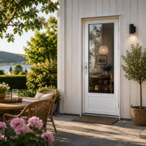 Balkongdør 3-lags glass hvitmalt NCS S0502-Y Høyre